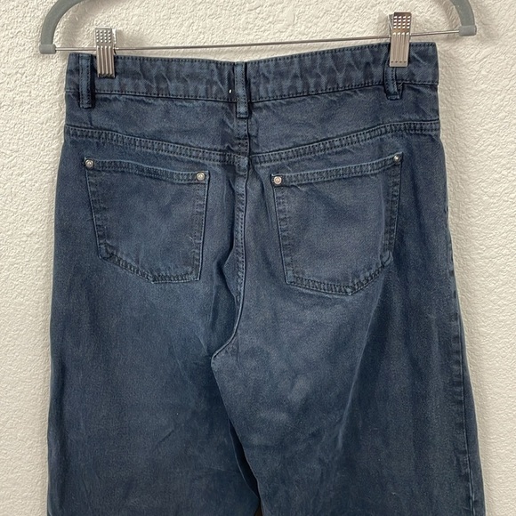 Zara Trf Wide Leg High Rise Baggy Jeans Grunge Goth Black Crop Sz 4 - Picture 6 of 11